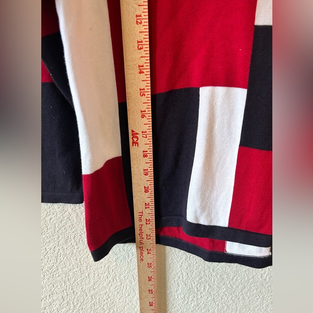 Talbots 3/4 Sleeve Red, White,‎ Blue Color Block Sweater SZ M - Picture 5 of 7